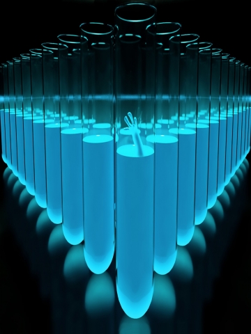 3d Blue Test Tubes Wallpaper