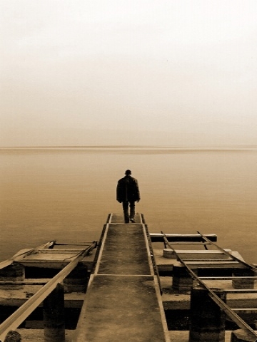 Alone on Bridge Wallpaper