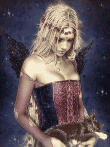 Blonde Fairy with Cat Wallpaper