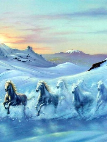 Horses in Snow Wallpaper