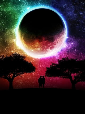 Massive colorful moon Wallpaper