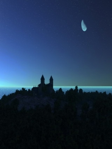 Moon over Castle Wallpaper