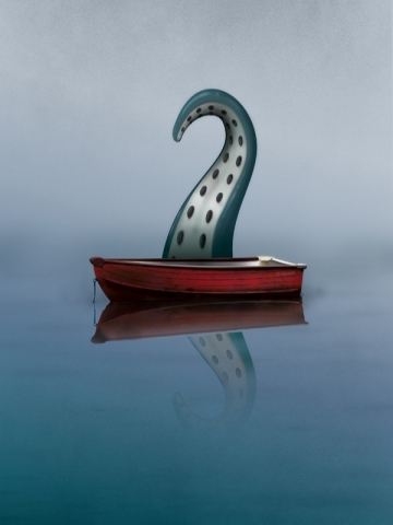 Octopus taking over Boat Wallpaper