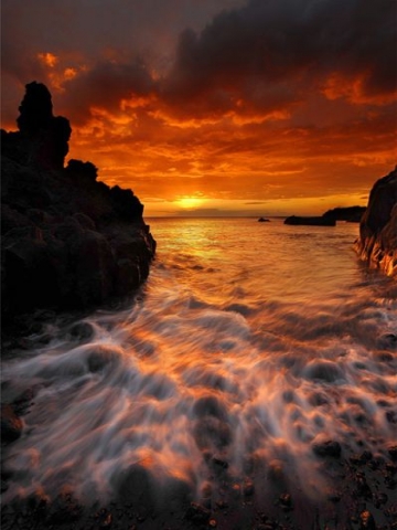 Orange Sunset Ocean Wallpaper