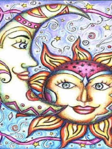 Sun and Moon Colorful Wallpaper