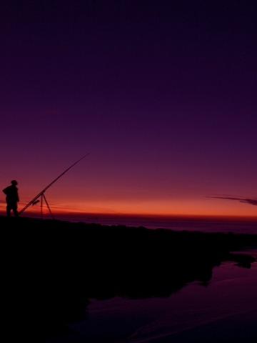 Sunset Fisherman Wallpaper