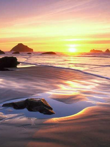 Sunset Sandy Beach Wallpaper