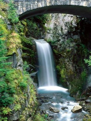 Waterfall Under Bridge Wallpaper