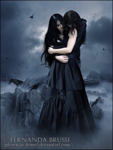 Woman and Man Black Outfits Wallpaper